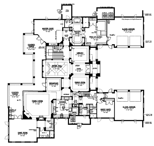 Architectural House Design - Mediterranean Floor Plan - Main Floor Plan #1019-14