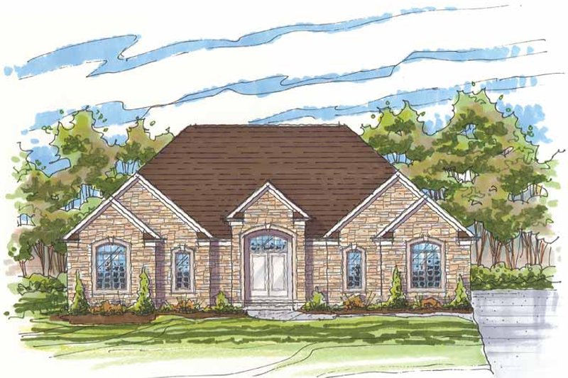 House Blueprint - Exterior - Front Elevation 3 for Traditional House Plan #435-19 - 4 bed, 2 bath