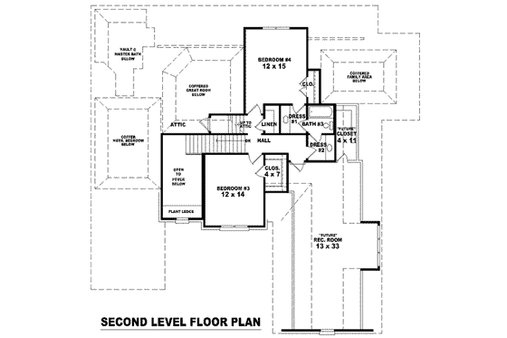 Floor Plan - Upper Floor for European House Plan #81-1582 - 4 bed, 3.5 bath