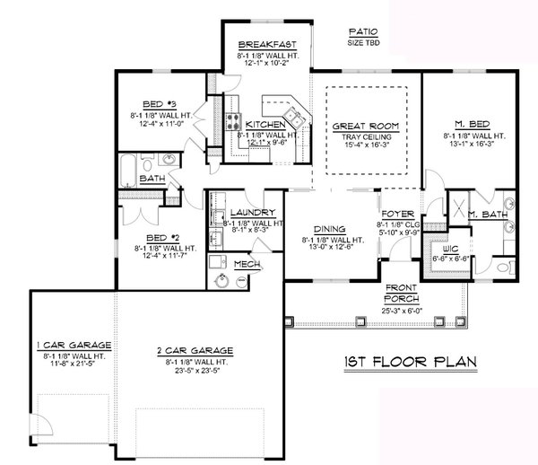 Dream House Plan - Ranch Floor Plan - Main Floor Plan #1064-88