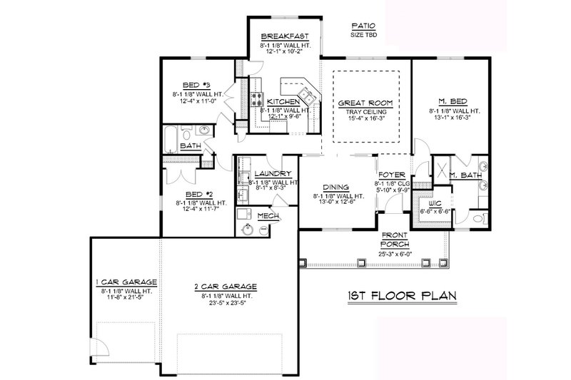 Home Plan - Floor Plan - Main Floor for Ranch House Plan #1064-88 - 3 bed, 2 bath