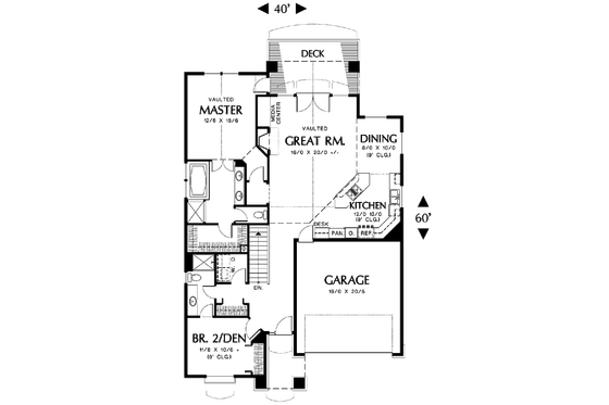 Floor Plan - Main Floor for Traditional House Plan #48-420 - 4 bed, 3 bath