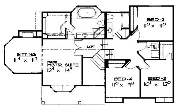 Architectural House Design - Ranch Floor Plan - Upper Floor Plan #308-268