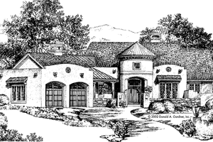 Adobe / Southwestern Exterior - Front Elevation Plan #929-690