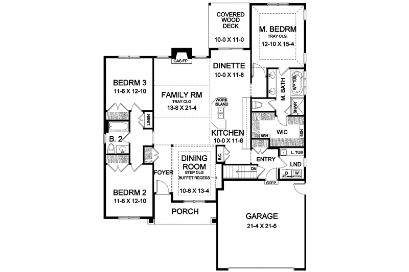 House Blueprint - Floor Plan - Main Floor for Traditional House Plan #328-345 - 3 bed, 2 bath