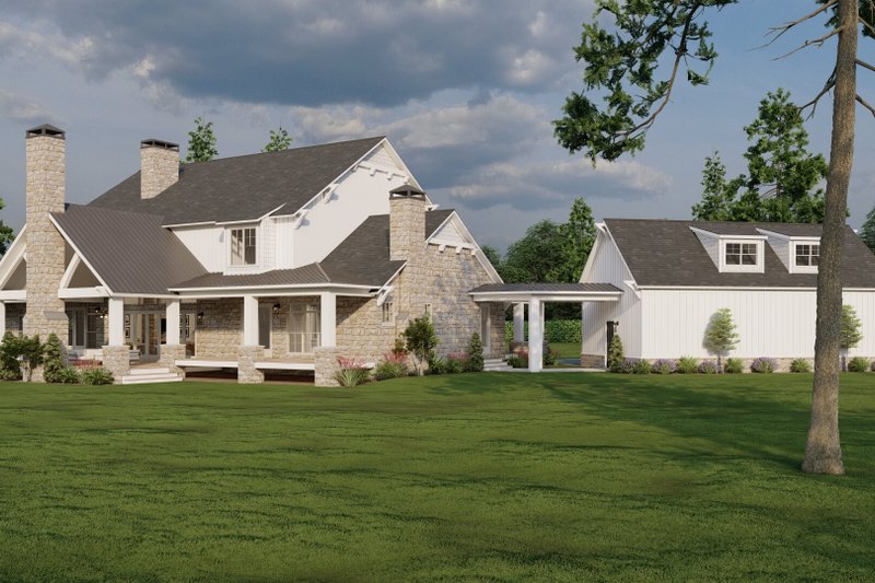 Dream House Plan - Exterior - Rear Elevation 1 for Farmhouse House Plan #923-377 - 4 bed, 3.5 bath