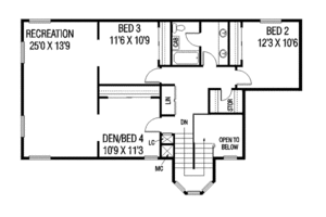 Floor Plan - Upper Floor for Traditional House Plan #60-552 - 4 bed, 2.5 bath