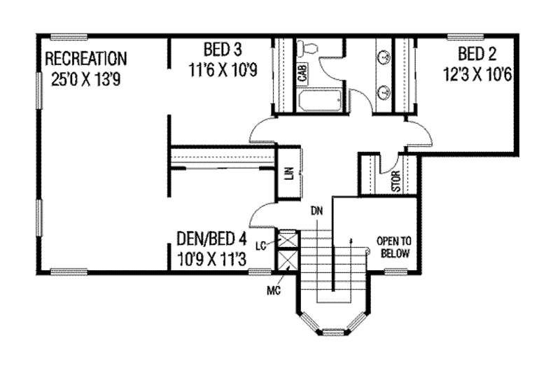 Home Plan - Floor Plan - Upper Floor for Traditional House Plan #60-552 - 4 bed, 2.5 bath