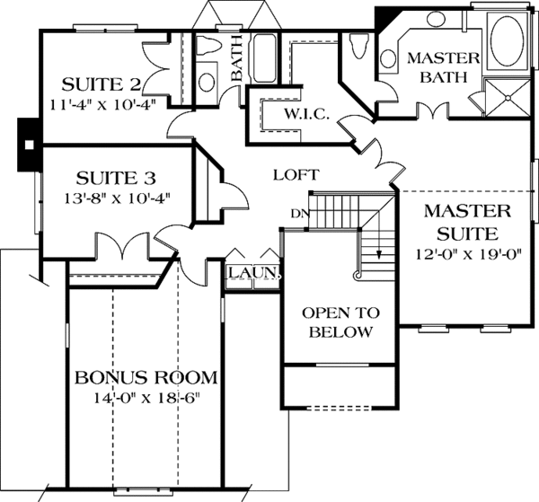 Dream House Plan - Traditional Floor Plan - Upper Floor Plan #453-513