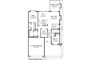 Floor Plan - Main Floor for Ranch House Plan #70-1111 - 2 bed, 2 bath