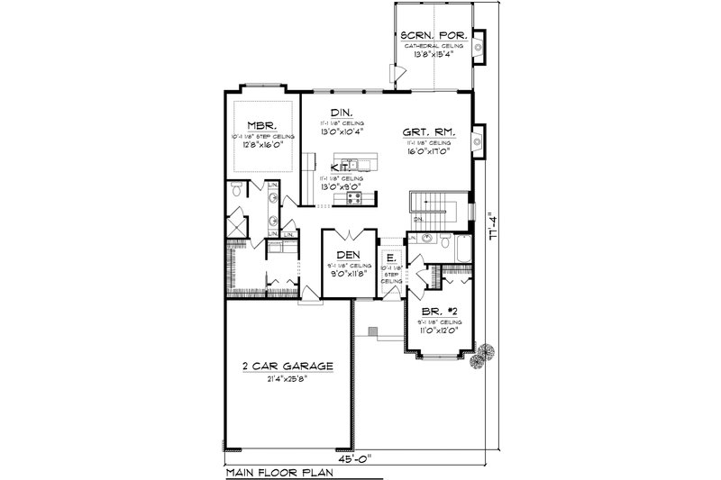 Dream House Plan - Floor Plan - Main Floor for Ranch House Plan #70-1111 - 2 bed, 2 bath