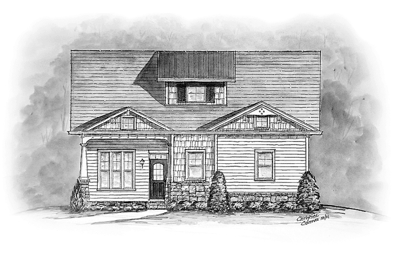 House Blueprint - Exterior - Front Elevation 3 for Craftsman House Plan #54-212 - 3 bed, 2.5 bath