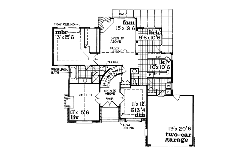 Dream House Plan - Floor Plan - Main Floor for Mediterranean House Plan #47-845 - 4 bed, 2.5 bath