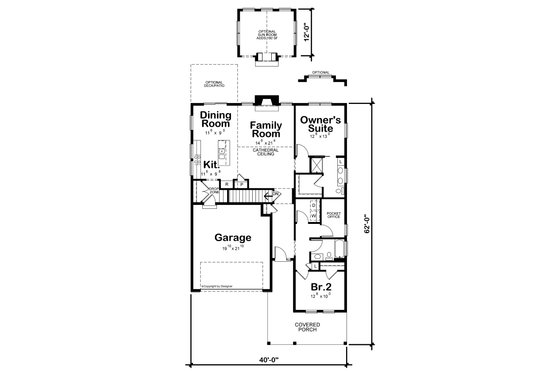Floor Plan - Main Floor for Craftsman House Plan #20-2603 - 2 bed, 2 bath