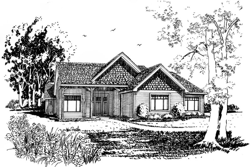 Architectural House Design - Exterior - Front Elevation 7 for Ranch House Plan #942-21 - 3 bed, 2 bath