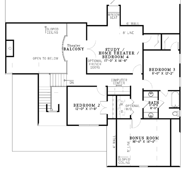 Architectural House Design - Country Floor Plan - Upper Floor Plan #17-2767