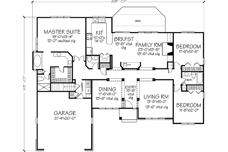 Home Plan - Floor Plan - Main Floor for Prairie House Plan #320-1103 - 3 bed, 2.5 bath
