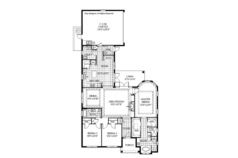 Home Plan - Floor Plan - Main Floor for Country House Plan #999-175 - 3 bed, 2.5 bath