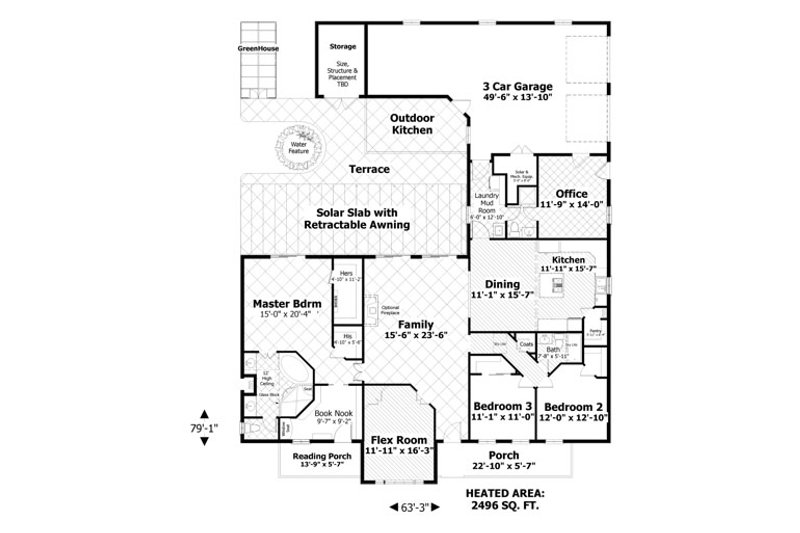 House Design - Floor Plan - Main Floor for Craftsman House Plan #56-701 - 3 bed, 3 bath
