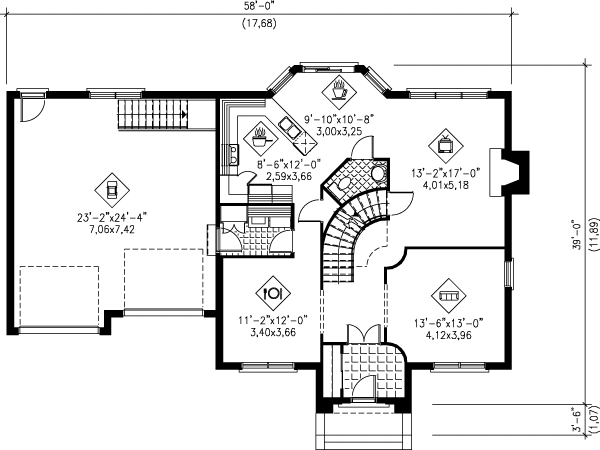 European Floor Plan - Main Floor Plan #25-240