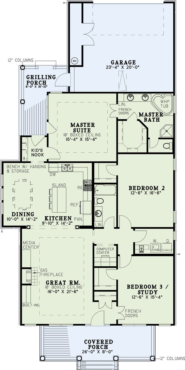 Architectural House Design - Southern Floor Plan - Main Floor Plan #17-1011