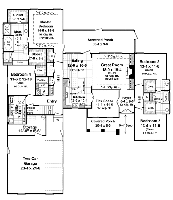 Architectural House Design - Country Floor Plan - Main Floor Plan #21-419