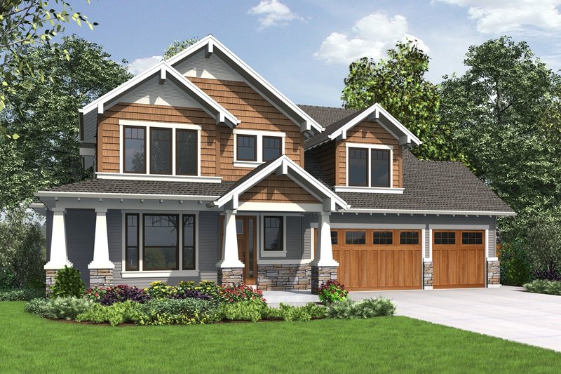 Dream House Plan - Craftsman Exterior - Front Elevation Plan #48-1002