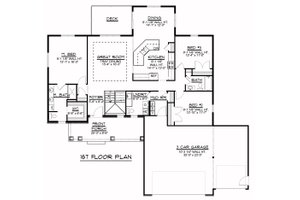 Floor Plan - Main Floor for Craftsman House Plan #1064-39 - 3 bed, 2.5 bath