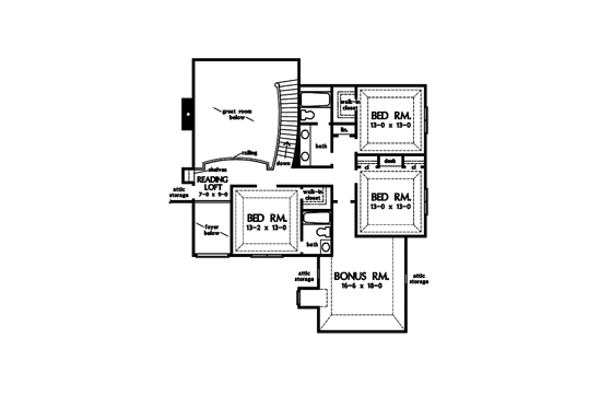 Floor Plan - Upper Floor for European House Plan #929-834 - 5 bed, 4 bath