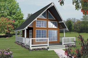 Exterior - Front Elevation 3 for Cabin House Plan #118-163 - 1 bed, 1 bath