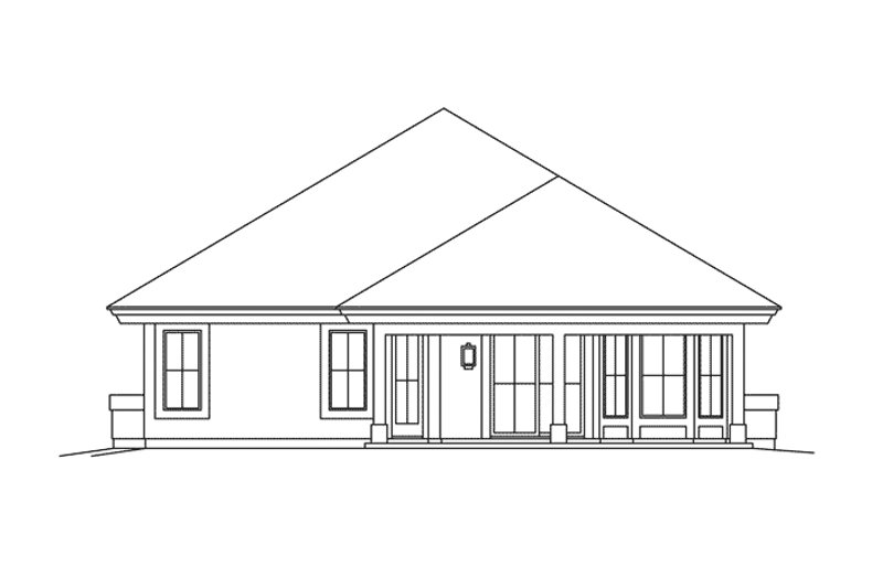House Blueprint - Exterior - Rear Elevation for Ranch House Plan #57-690 - 3 bed, 2 bath