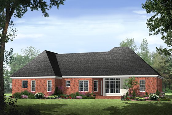 Exterior - Rear Elevation for Southern House Plan #21-250 - 3 bed, 2.5 bath