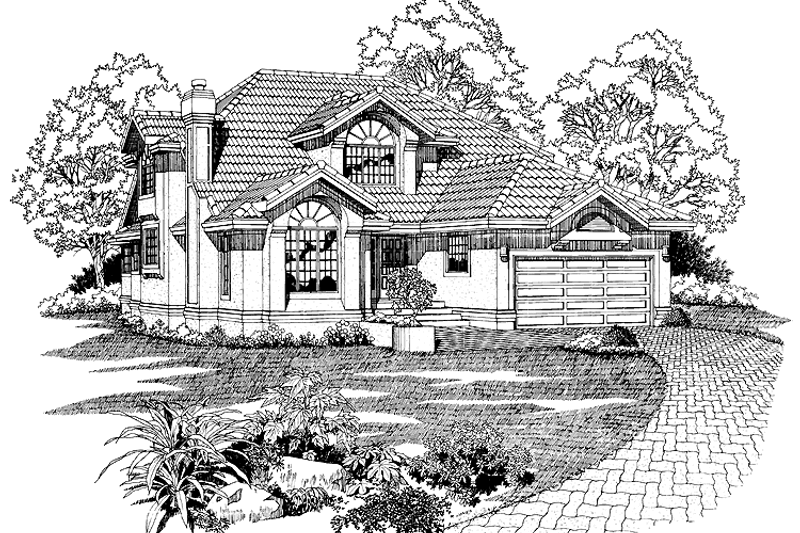 Dream House Plan - Mediterranean Exterior - Front Elevation Plan #47-748
