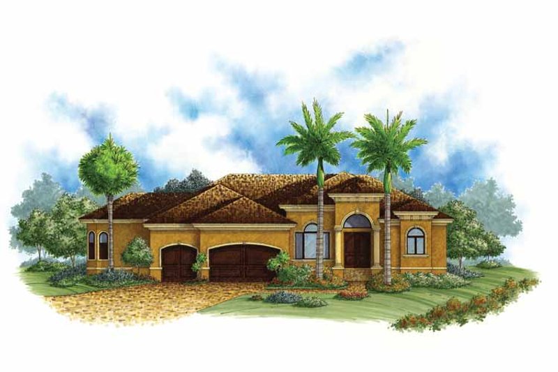 Dream House Plan - Exterior - Front Elevation 3 for Mediterranean House Plan #1017-138 - 4 bed, 3 bath