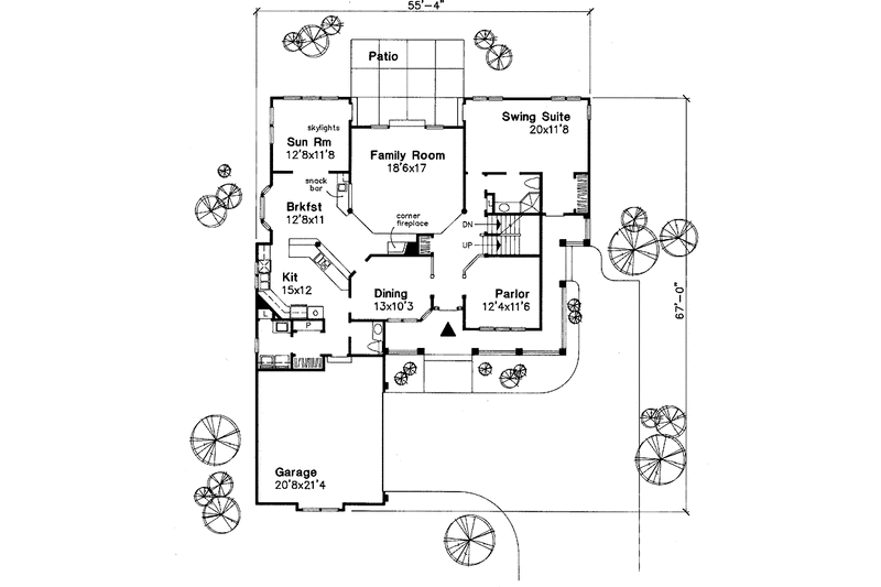 Architectural House Design - Floor Plan - Main Floor for Craftsman House Plan #320-615 - 4 bed, 3.5 bath