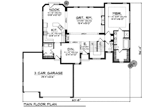 Floor Plan - Main Floor for Traditional House Plan #70-716 - 4 bed, 2.5 bath