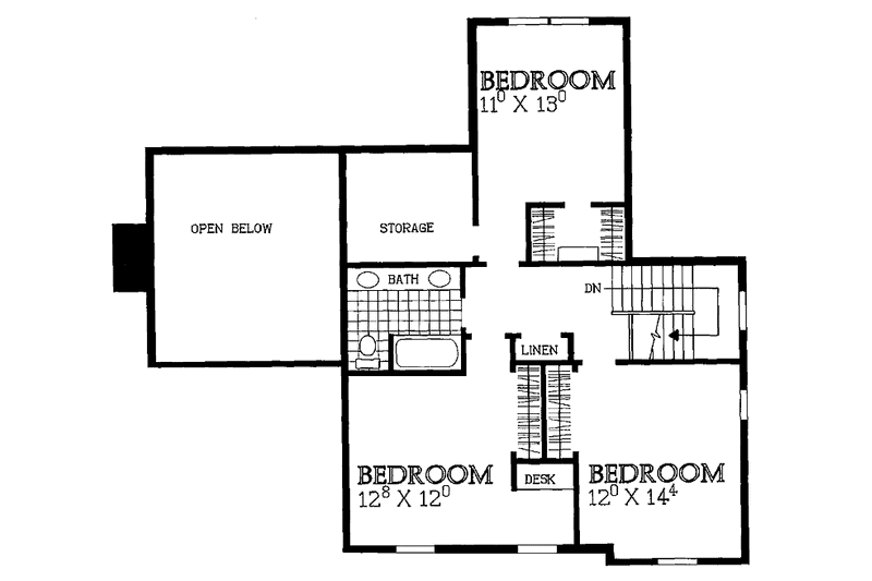 Home Plan - Floor Plan - Upper Floor for Country House Plan #72-941 - 4 bed, 2.5 bath
