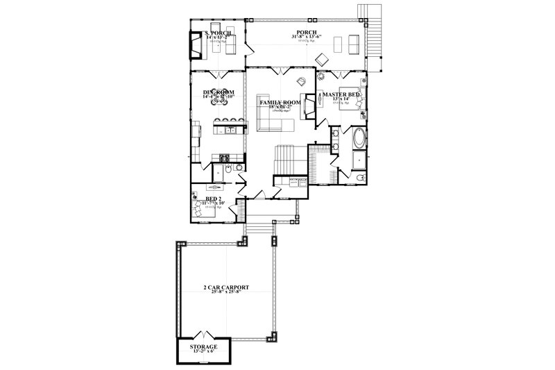 Home Plan - Floor Plan - Main Floor for Traditional House Plan #63-412 - 5 bed, 4 bath