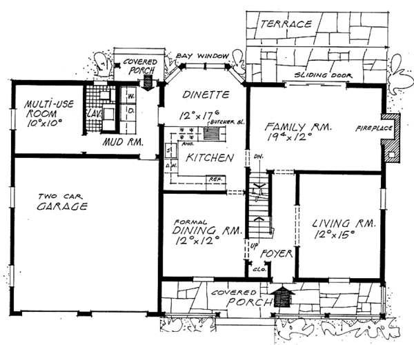 House Design - Colonial Floor Plan - Main Floor Plan #315-124