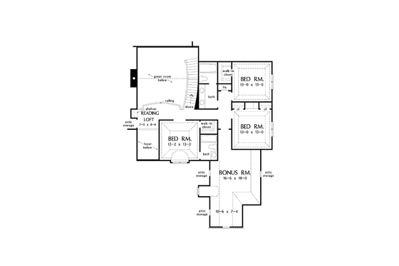 Floor Plan - Upper Floor for Cottage House Plan #929-841 - 5 bed, 4 bath