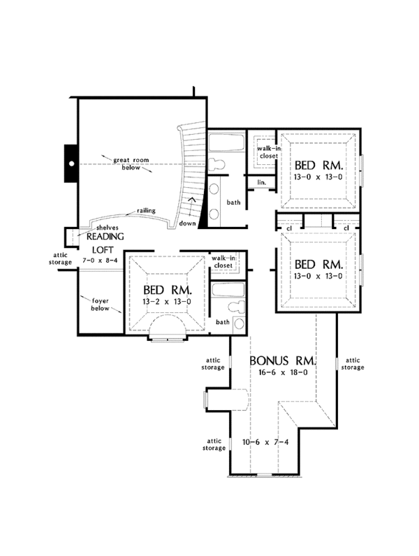 House Plan Design - Cottage Floor Plan - Upper Floor Plan #929-841