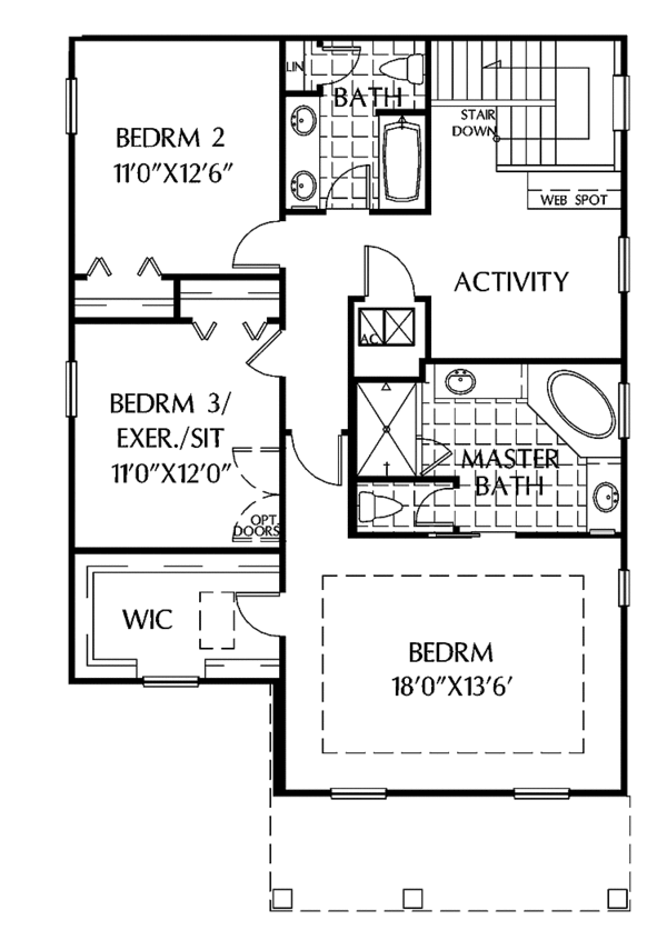 House Plan Design - Colonial Floor Plan - Upper Floor Plan #999-162