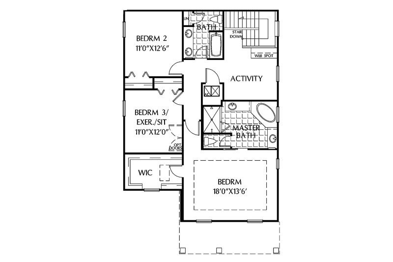 Home Plan - Floor Plan - Upper Floor for Colonial House Plan #999-162 - 3 bed, 3 bath