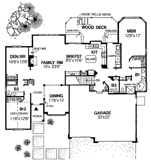 House Design - Ranch Floor Plan - Main Floor Plan #334-130
