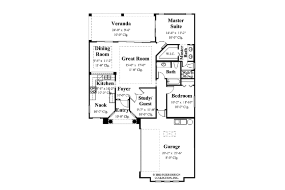 Floor Plan - Main Floor for Mediterranean House Plan #930-378 - 2 bed, 2 bath