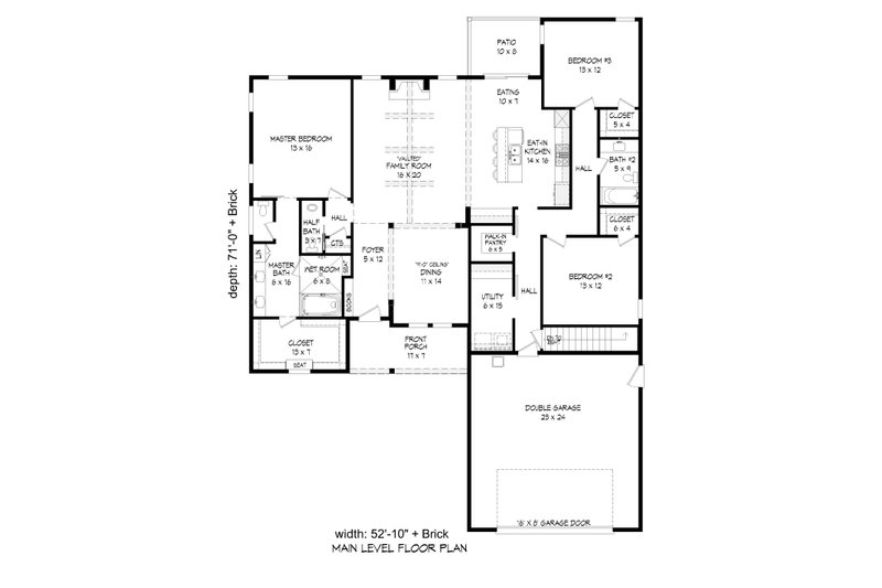 Architectural House Design - Floor Plan - Main Floor for Cottage House Plan #932-326 - 3 bed, 2.5 bath