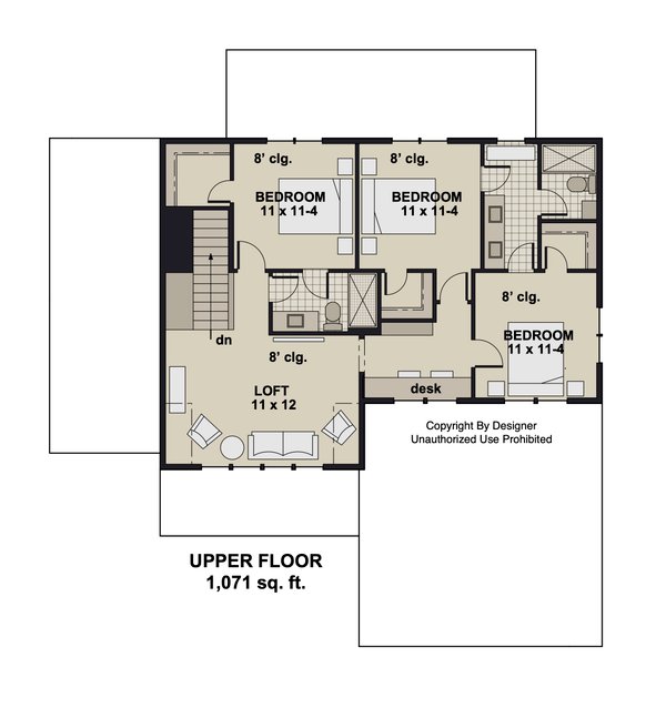 Architectural House Design - Farmhouse Floor Plan - Upper Floor Plan #51-1383