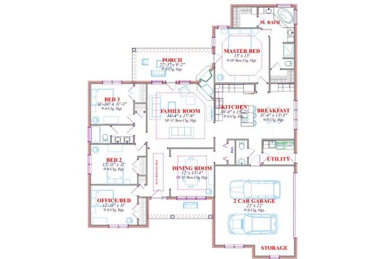 Floor Plan - Main Floor for Traditional House Plan #63-176 - 4 bed, 2.5 bath