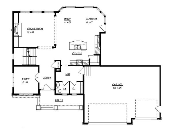 Craftsman Floor Plan - Main Floor Plan #320-494