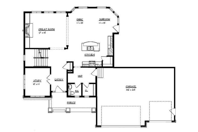 Craftsman Style House Plan - 4 Beds 2.5 Baths 2525 Sq/Ft Plan #320-494 ...